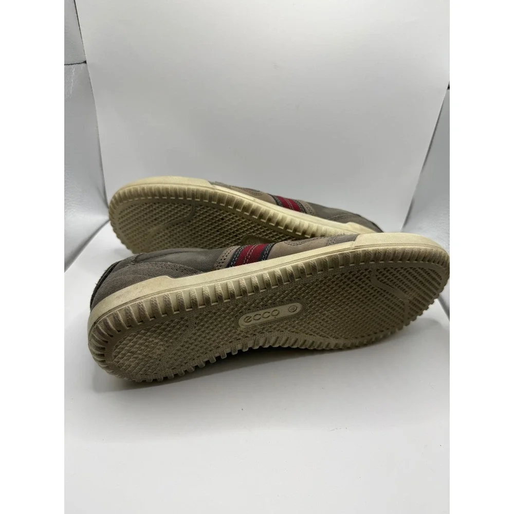 ECCO Soft 7 Mens Sneakers Size 45 Leather Suede Low Top Lace Up Shoes Grey Brown
